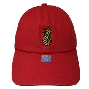 Pineapple Logo Slideback Baseball Cap Red One Size Adjustable Embroidered WYNN